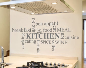 Kitchen wall art sticker cloud, Kitchen word sticker, Kitchen wall decor, Kitchen wall sticker, Kitchen word art, words for the kitchen