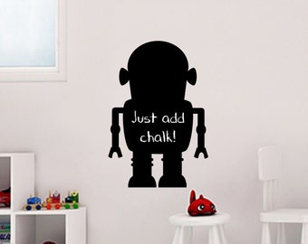 Chalkboard robot wall sticker, robot wall decal, blackboard wall stickers, chalkboard stickers, blackboard wall decals, blackboard stickers