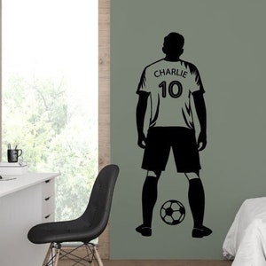 Personalised Football Player Wall Sticker, Personalised Football Gift For Him, Football Player Gifts, Football Wall Decor, Boys Wall Decal