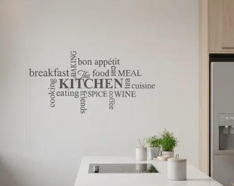 Kitchen word art sticker, Kitchen wall art words, Kitchen wall decor stickers, Kitchen wall decal, Kitchen wall stickers