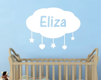 Personalised cloud wall sticker, cloud wall decal, nursery decal, cloud decal, nursery cloud wall decal, nursery wall decal cloud, baby gift