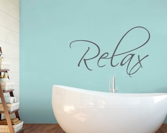 Relax bathroom sticker decor relaxation wall decor for bathroom wall decal self care wall art spa decor bathroom relax sign washroom decor