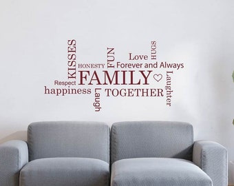 Family Word Art Sticker, Family Wall Decal, Family Wall Art, Family Wall Stickers, Family Wall Decals, wall stickers quotes