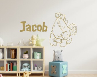 Personalised Dinosaur Bedroom Wall Sticker, Dinosaur Wall Art Gift, Dinosaur Nursery Wall Decor, Playroom Wall Decor, Dinosaur Wall Decor