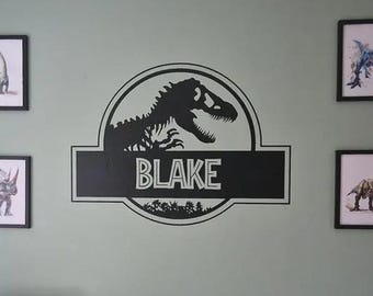 Personalised Trex Dinosaur Name Wall Sticker, Jurassic Trex Dinosaur Name Gift, Custom Kids Dinosaur Wall Decor, Boys Dinosaur Name Custom