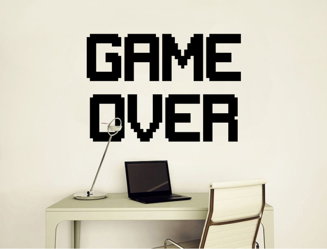 Retro Game Over Sticker, Game Over Wall Sticker, Video Game Home Decor