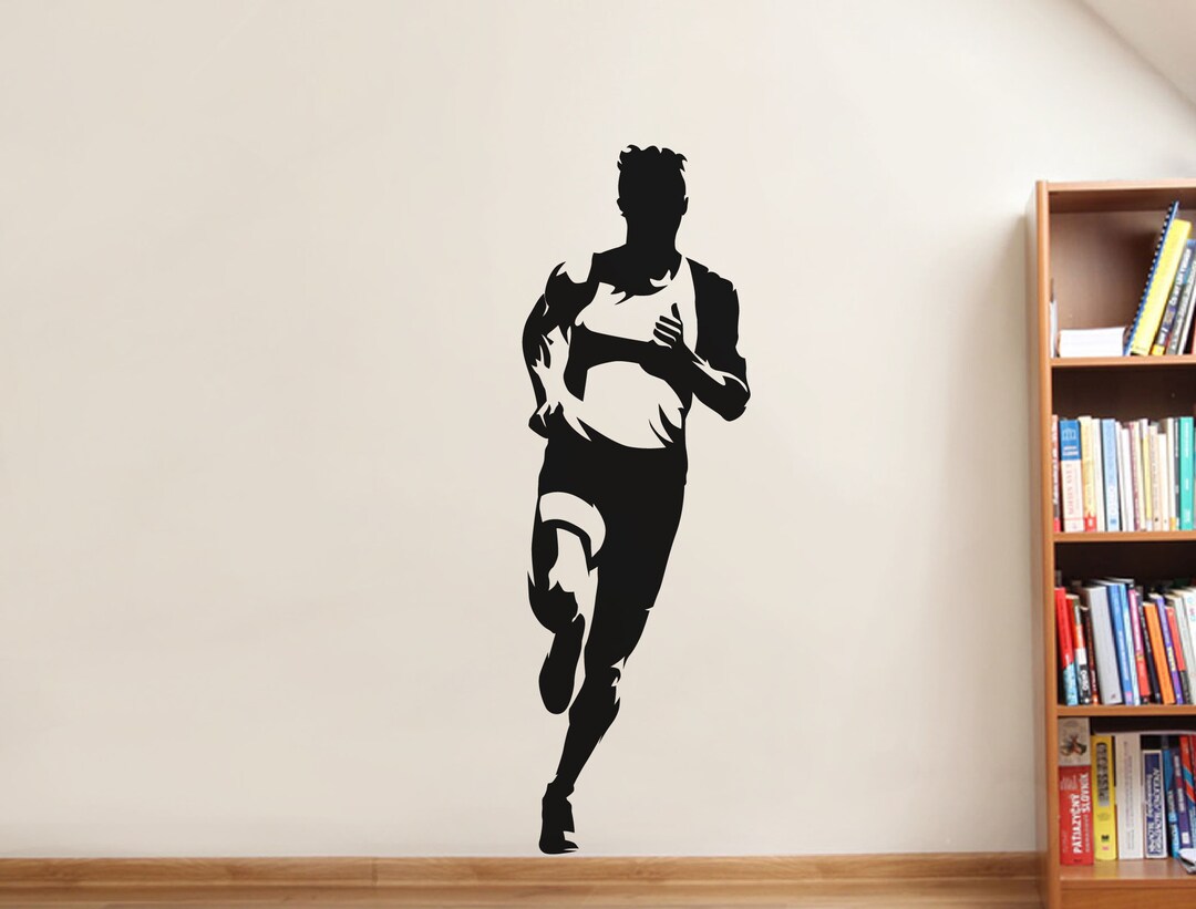 Athlete Wall Sticker, Running Wall Decal, Runner Wall Sticker, Sport