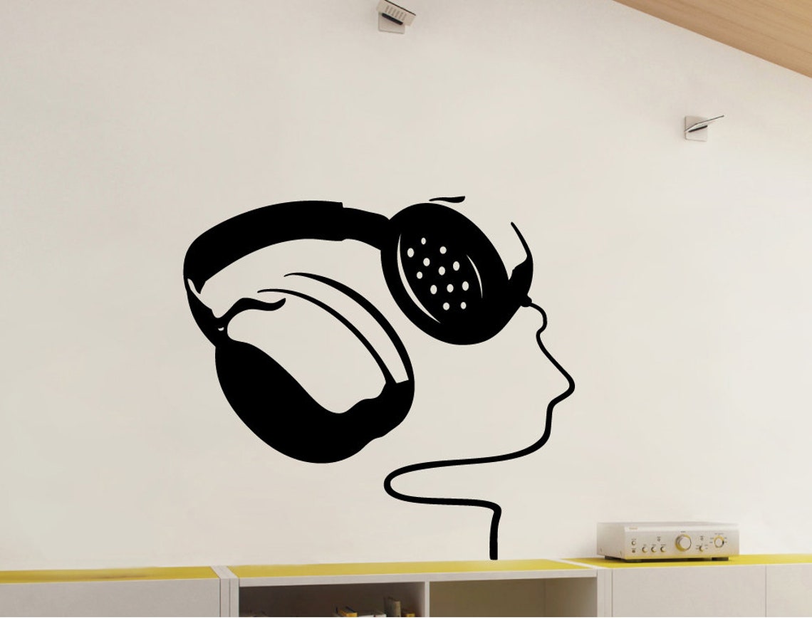 Headphones wall sticker headphones wall art headphones wall Etsy