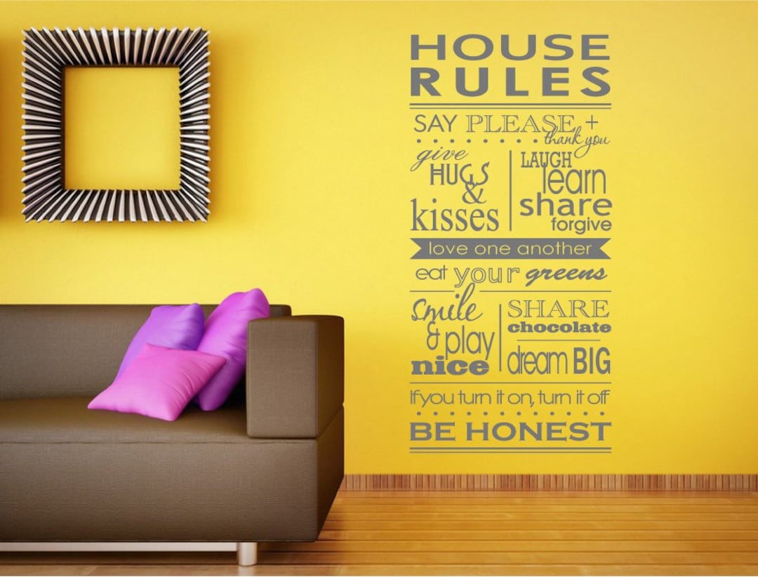 House Rules Decal Wall Decor, House Rules Wall Art Sticker Vinyl Lettering, House Rules Wall