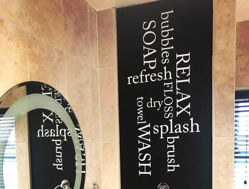 Bathroom Wall Decor Words Bathroom Decals Bathroom Wall Etsy UK