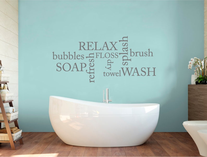 Bathroom Wall Decor Words Bathroom Decals Bathroom Wall Etsy