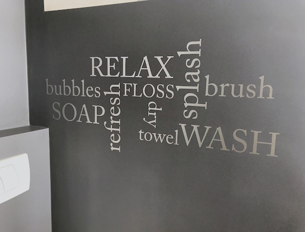 Bathroom Wall Decor Words Bathroom Decals Bathroom Wall Etsy UK