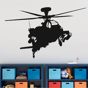 Apache helicopter sticker, military stickers, helicopter wall art, military decor, Apache decal, Apache wall art, helicopter decal