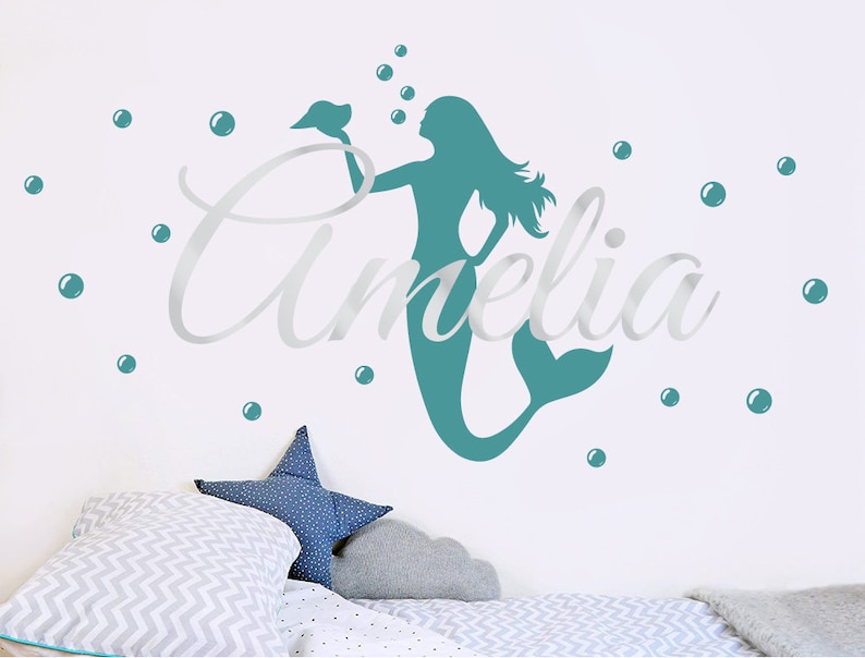 Personalised Mermaid Wall Sticker Decals Art Decor Stickers