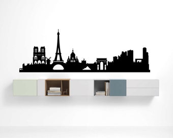 Paris Wall Art Decor Decal, Cityscape Wall Decor, Paris Wall Sticker, Paris Wall Art Gift, Skyline Wall Art, Paris Wall Decor, Skyline Decor