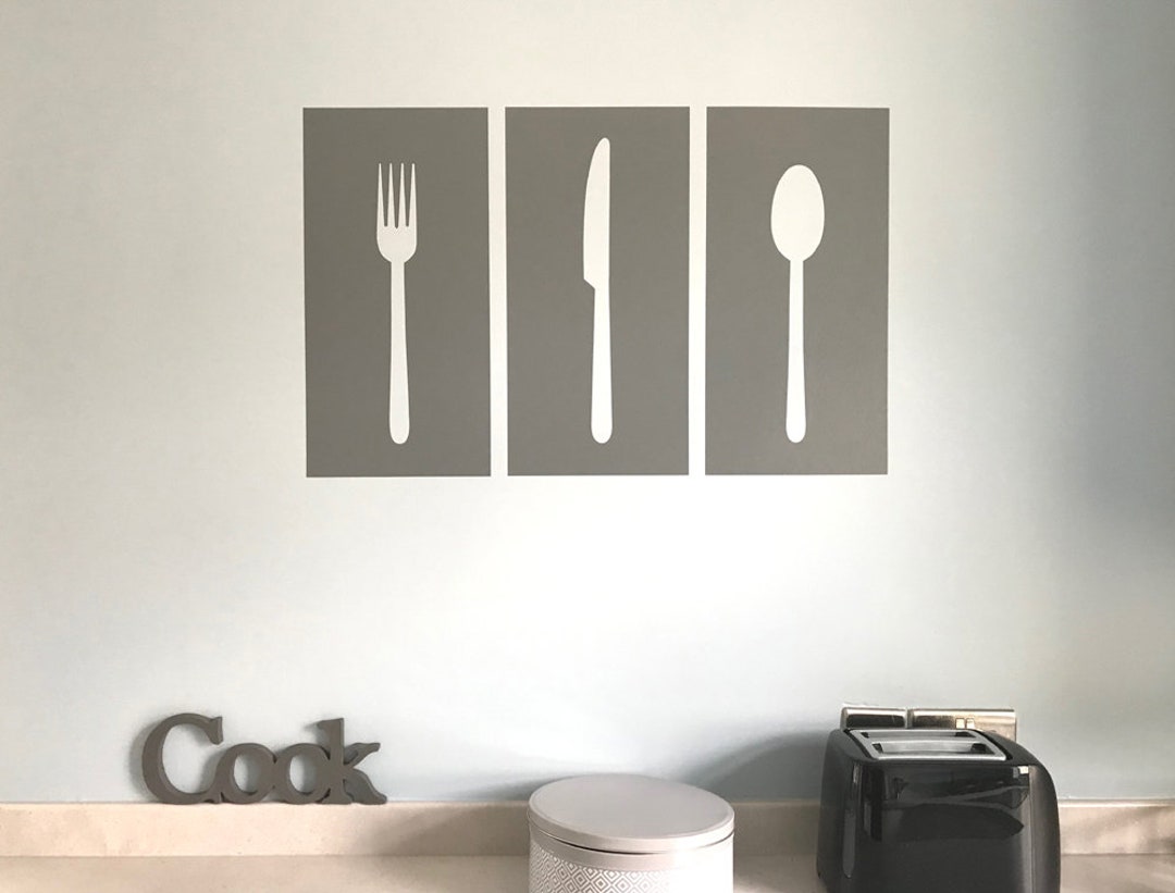Kitchen Wall Art Knife Fork Spoon Sticker Kitchen Wall Decal Etsy