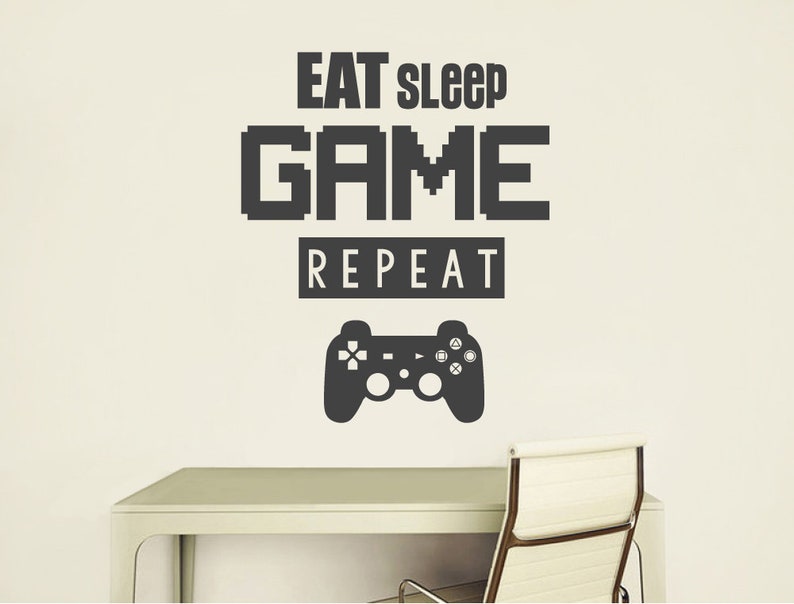 eat sleep game gamer wall decal gamer wall art gaming wall | etsy