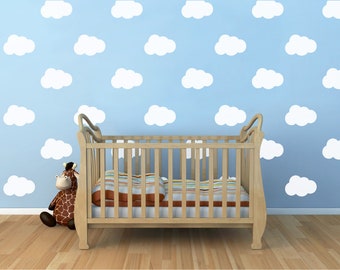 cloud mural decals, cloud wall decals, cloud wall stickers, cloud decals, cloud wall stickers kids, cloud nursery wall decor