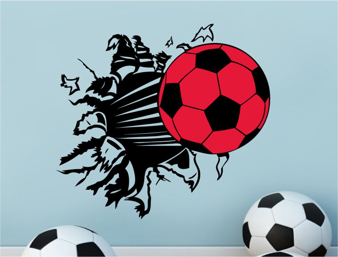 Breaking Through Wall Football Wall Sticker Football Wall Etsy