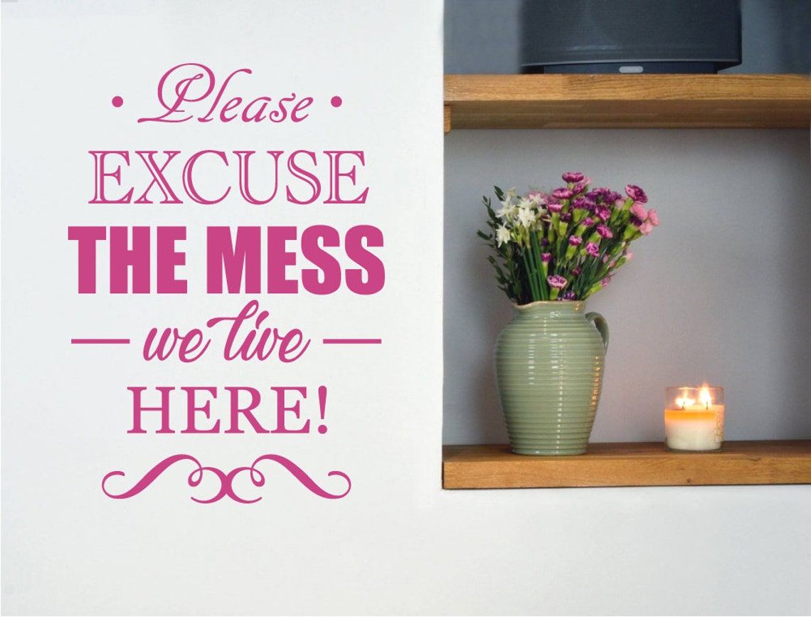 Please Excuse the Mess Wall Sticker Quote Funny Wall - Etsy