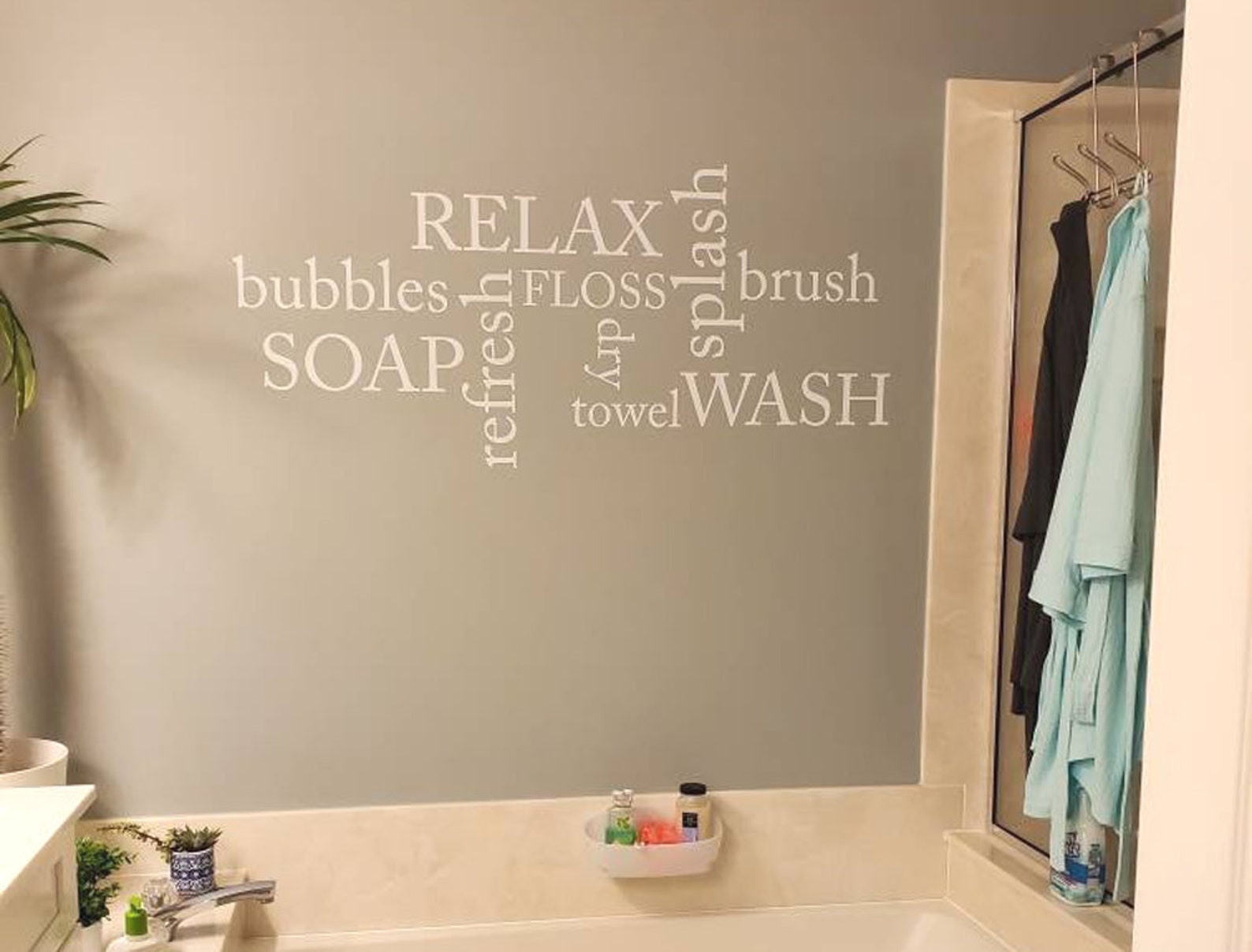 Bathroom Wall Decor Words Bathroom Decals Bathroom Wall Etsy UK