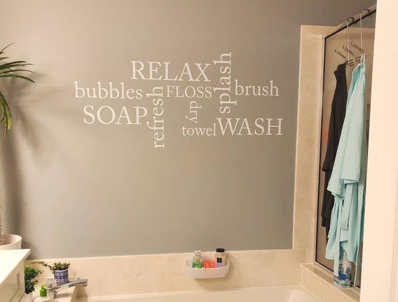 Bathroom Wall Decor Words Bathroom Decals Bathroom Wall Etsy UK