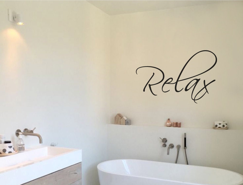 Relax Wall Art Sticker Relax Wall Decal Bathroom Wall Decor Etsy UK