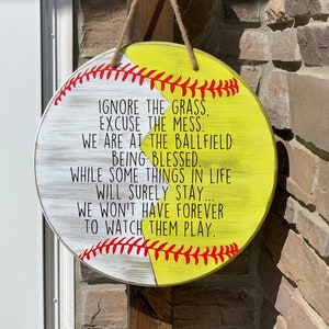Baseball Softball Door Hanger: Rustic Wood Porch Decor