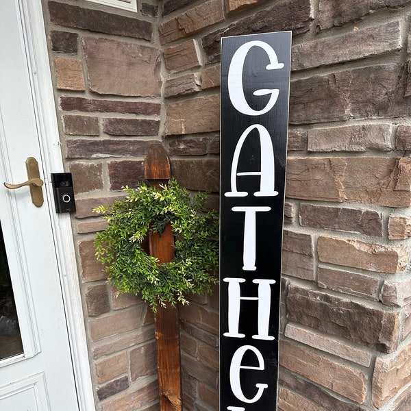 Gather Somewhere Else Wood Porch Sign | Unwelcome Porch Sign | Rustic Farmhouse Front Porch | Funny Porch Leaner Sign