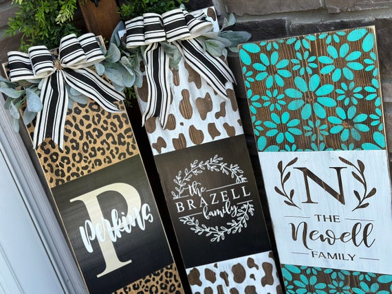 Cheetah Leopard Porch Sign, Personalized Porch Leaner, Last
