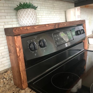 Handmade Wood Stove Top Spice Storage - Charming Rustic Farmhouse Kitchen Decor - Perfect Gift for Cook - Over The Stove Shelf