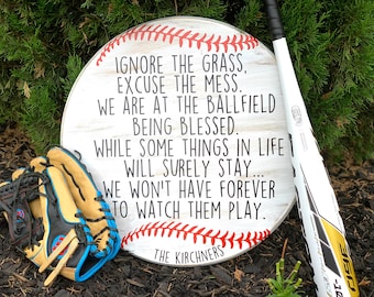 Baseball Family Sign: Distressed Wood Door Hanger, Coach Gift