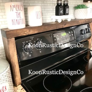 Handmade Wood Stove Top Spice Storage - Charming Rustic Farmhouse Kitchen Decor - Perfect Gift for Cook - Over The Stove Shelf