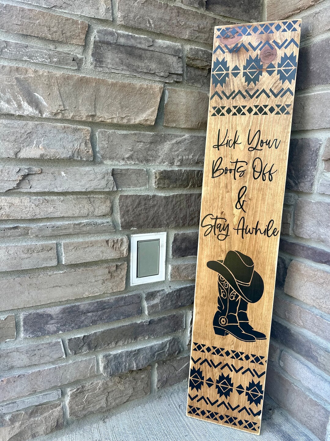 Western Porch Sign: Aztec Southwestern Wood Welcome Sign - Etsy