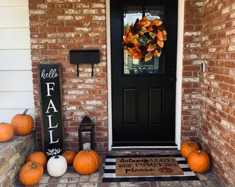 Hello Fall Porch Sign, Autumn Porch Sign, Harvest, Fall Autumn Halloween Outdoor Decor