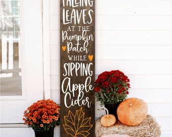 Falling Leaves, Pumpkin Patch, Fall Autumn Porch Sign, Happy Harvest, Happy Fall Autumn