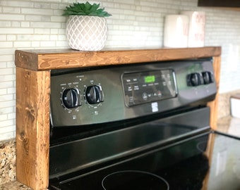 Handmade Wood Stove Top Shelf: Rustic Farmhouse Kitchen Spice Storage, Christmas Gift for Cook, Over The Stove Shelf Storage