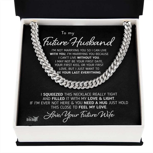 Future Husband "I Can't Live Without You" Jewelry Gift - Wedding Day Gift For Fiancé – Necklace With Meaningful Message Card & Gift Box