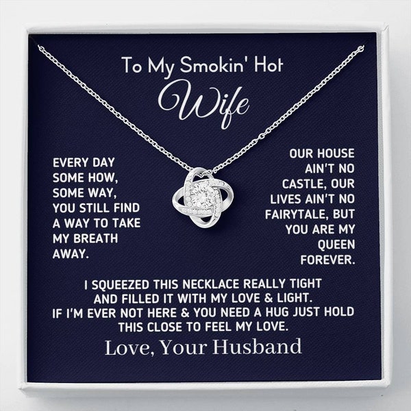 Gift for Smokin Hot Wife "My Queen Forever" Love Your Husband Necklace, Wife Birthday, Wedding Anniversary, Mother's Day Gift Ideas