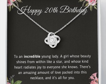 Happy 20th Birthday Jewelry Gift - For a Young Woman Turning 20 – Necklace With Meaningful Message Card & Gift Box