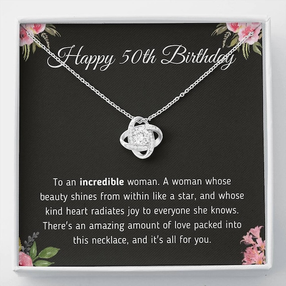 Buy Happy 50th Birthday Jewelry Gift for a Woman Turning 50 Necklace With  Meaningful Message Card & Gift Box for Wife, Sister, Friend Online in India  