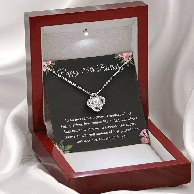 Happy 75th Birthday Jewelry Gift for a Woman Turning 75 Necklace With Meaningful Message Card 