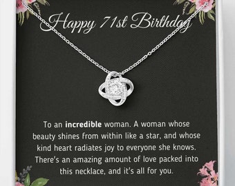 Happy 71st Birthday Jewelry Gift - For a Woman Turning 71 – Necklace With Meaningful Message Card & Gift Box