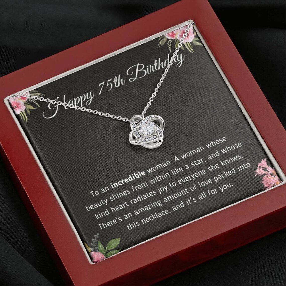 Happy 75th Birthday Jewelry Gift for a Woman Turning 75 Necklace With Meaningful Message Card 