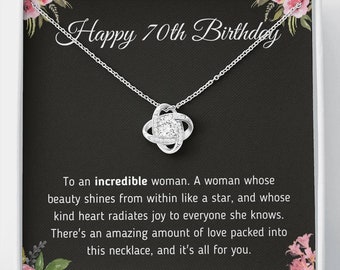 Happy 70th Birthday Jewelry Gift - For a Woman Turning 70 – Necklace With Meaningful Message Card & Gift Box