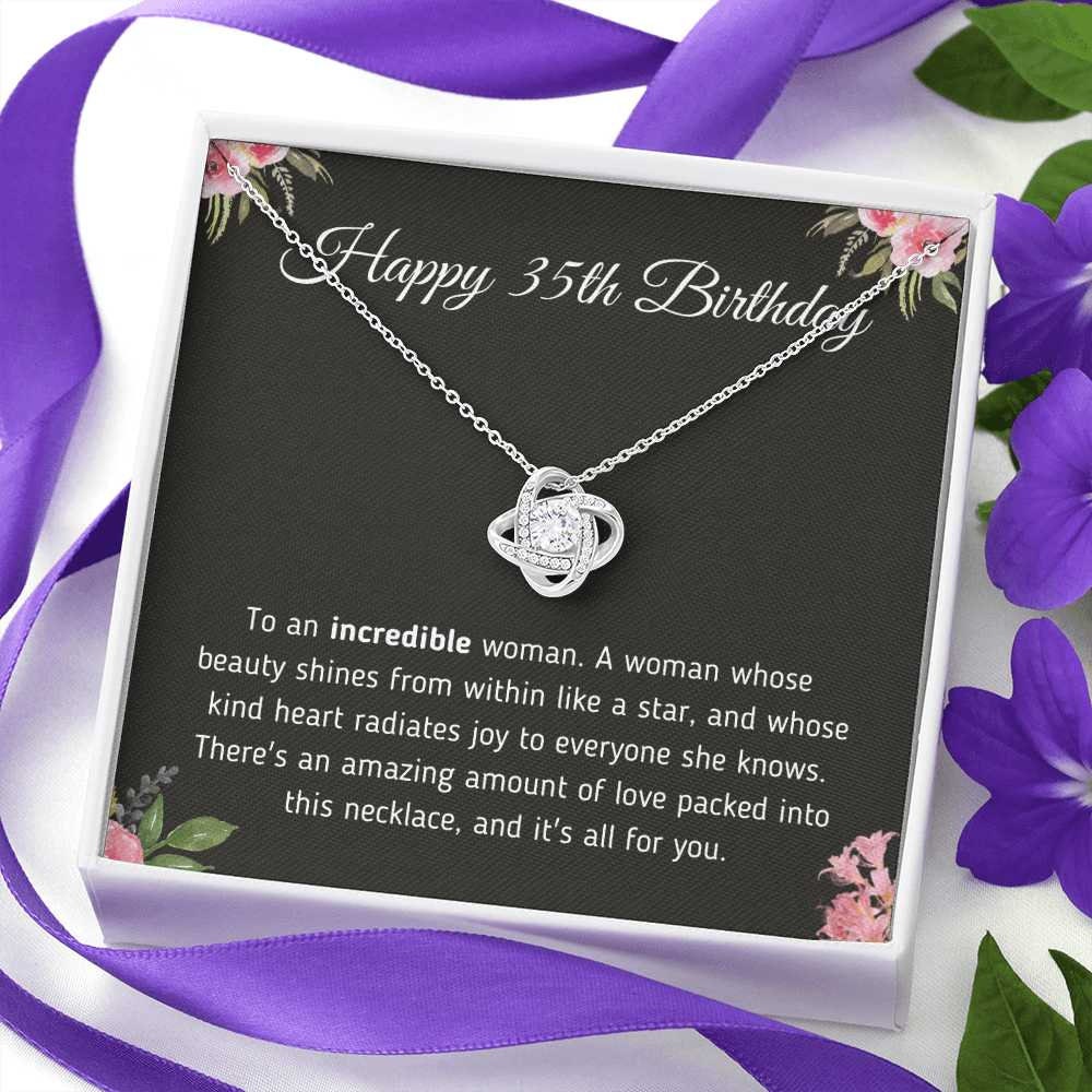 Happy 35th Birthday Jewelry Gift for Girls Women, Necklace Mother Daughter Sister Aunt Niece Cousin Friend Birthday Gift with Message Card and Gift