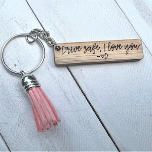 Drive Safe I love you keychain | 1 year Anniversary Gift for Boyfriend | Custom Initial Keychain | Long Distance Relationship Gift