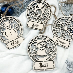 Personalized Wooden Christmas Ornament: Engraved Wooden Gift Tag