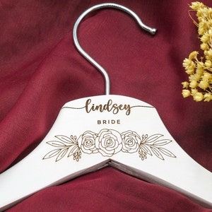 White Wedding Hangers for Wedding Dress | Bridesmaids Hangers | Personalized Hangers | Wedding Dress Hanger | Bridal Party Personalized Gift