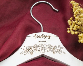 White Wedding Hangers for Wedding Dress | Bridesmaids Hangers | Personalized Hangers | Wedding Dress Hanger | Bridal Party Personalized Gift